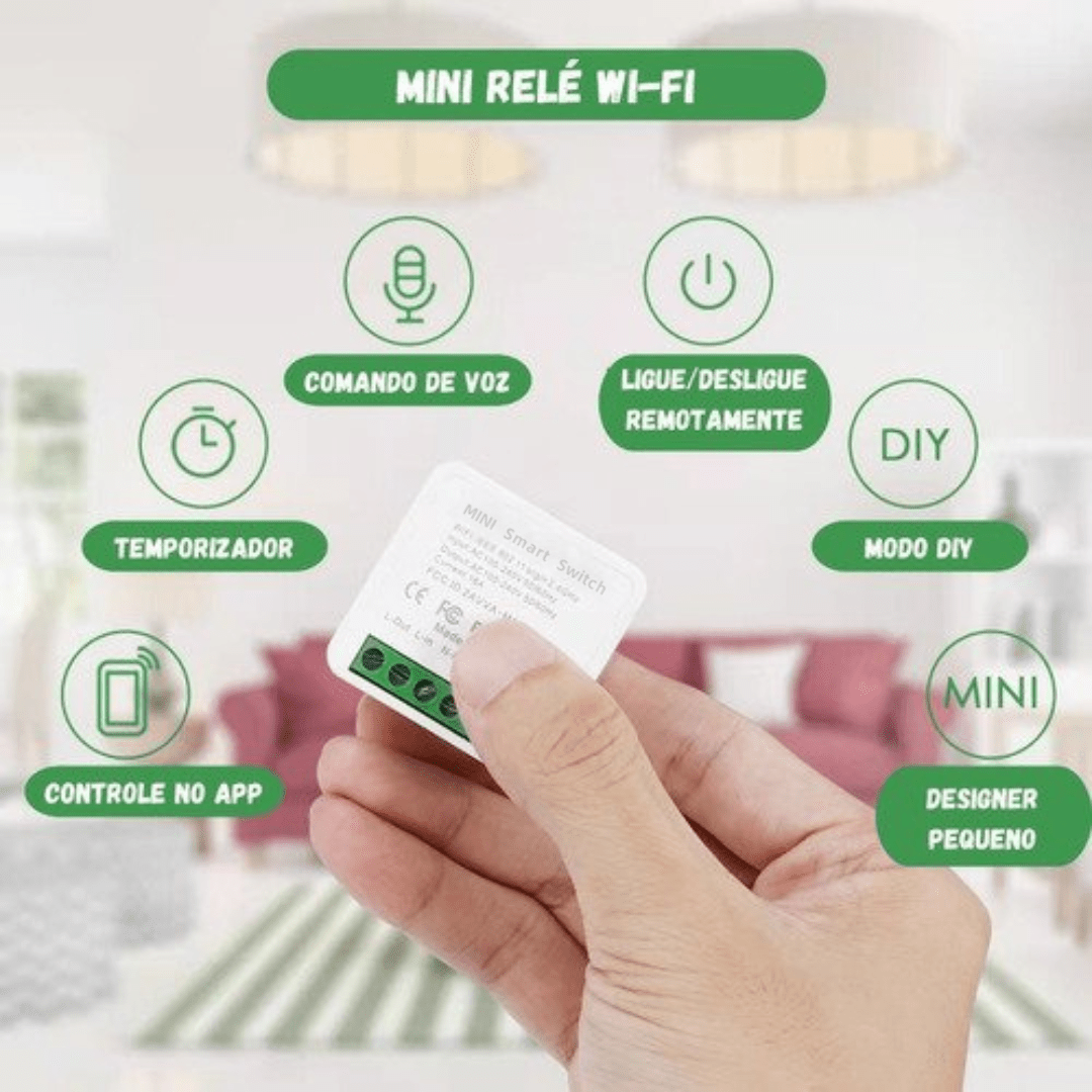 Interruptor Mini Wifi 16A Tuya Inteligente Google Home/Alexa - Atacado