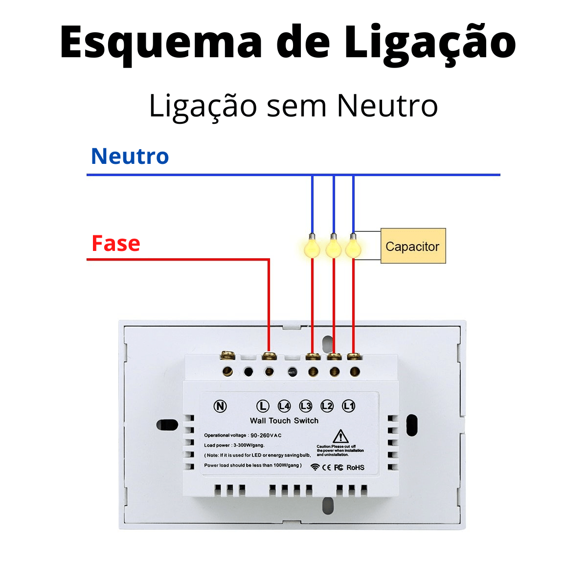 Interruptor Wifi Tuya Casa Inteligente Touch Alexa Google Home - Com/Sem Neutro
