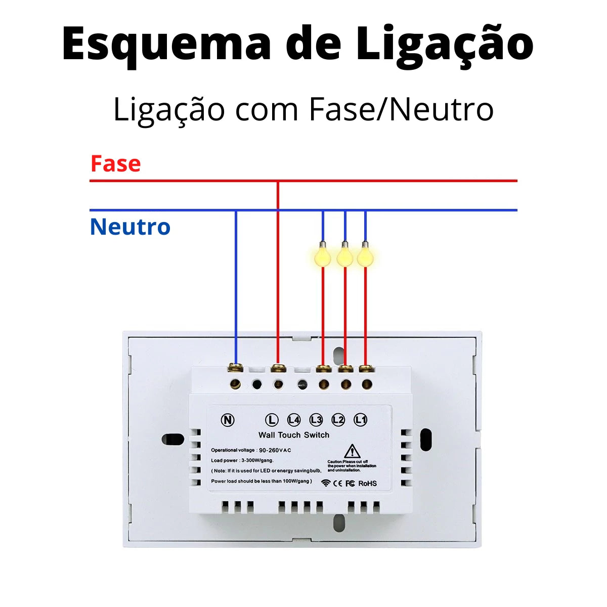 Interruptor Wifi Tuya Casa Inteligente Touch Alexa Google Home - Com/Sem Neutro