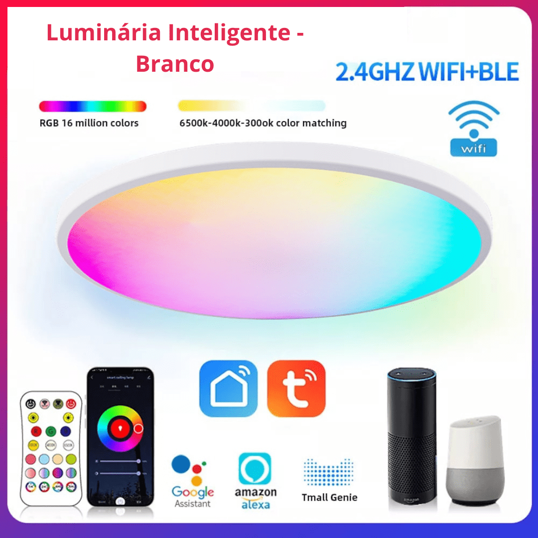 Painel de Led Inteligente RGB de Sobrepor Redondo Alexa/Google Home