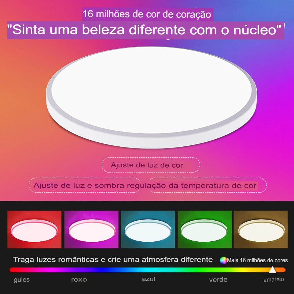 Painel de Led Inteligente RGB de Sobrepor Redondo Alexa/Google Home