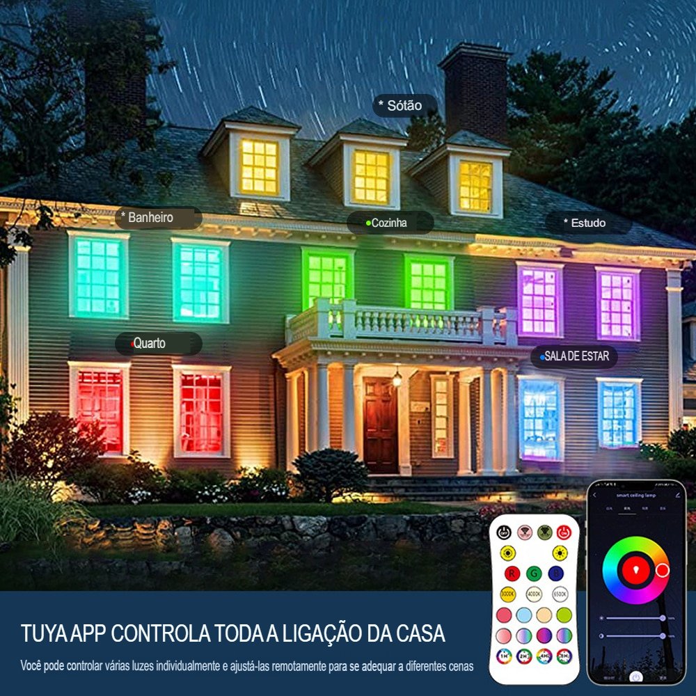 Painel de Led Inteligente RGB de Sobrepor Redondo Alexa/Google Home