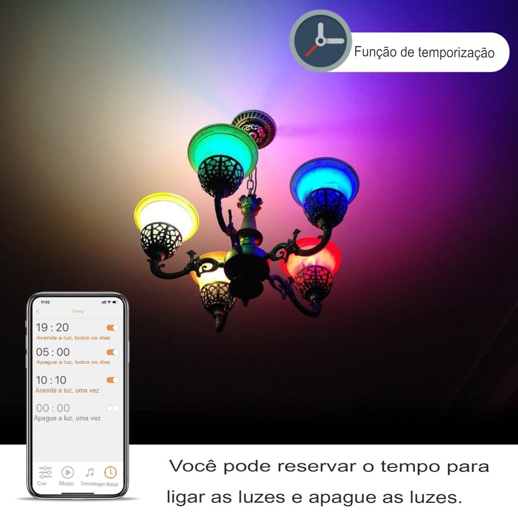 Lampada Inteligente Rgb Wifi Smart Google Home Alexa Colorida