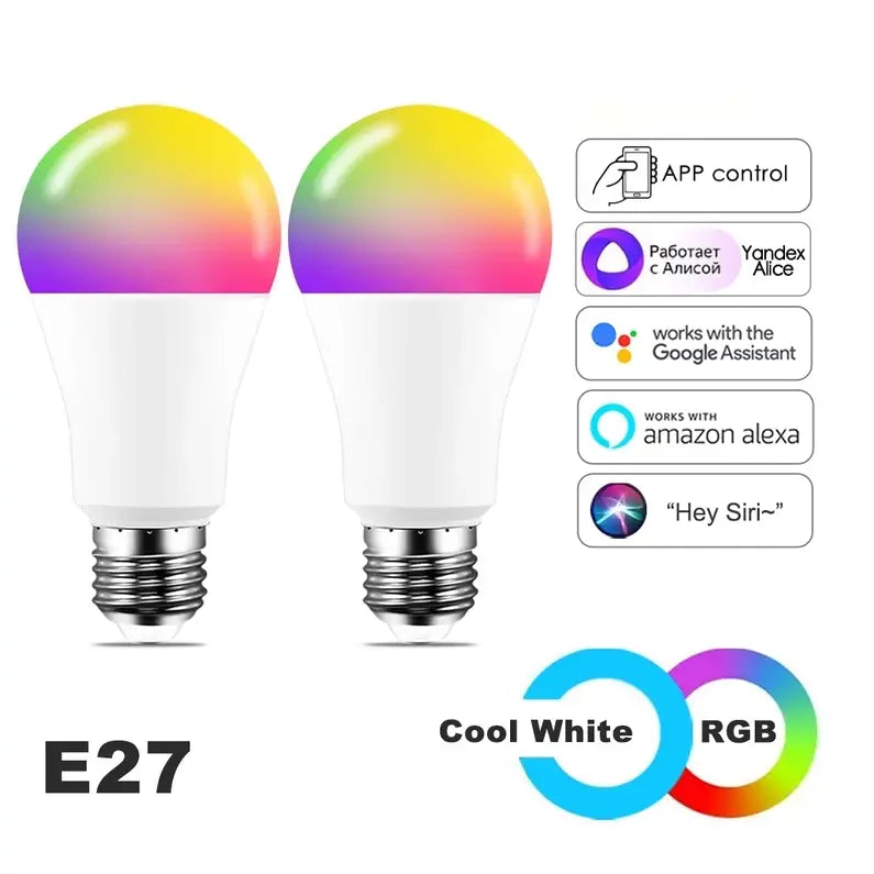 Lampada Inteligente Rgb Wifi Smart Google Home Alexa Colorida