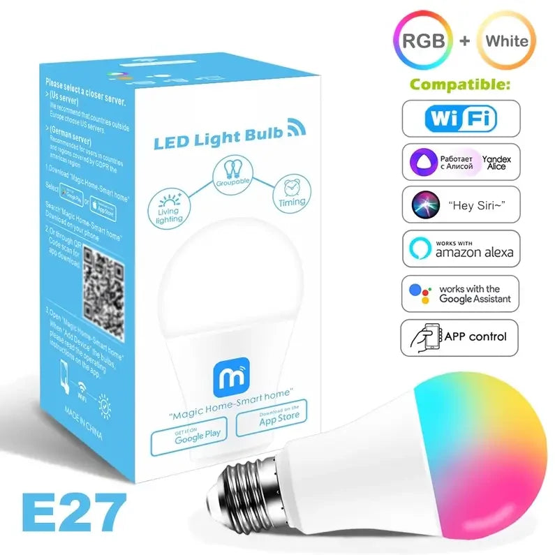 Lampada Inteligente Rgb Wifi Smart Google Home Alexa Colorida