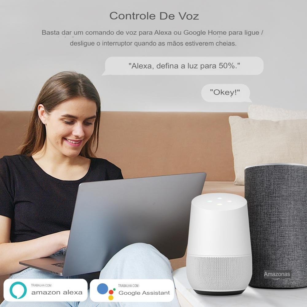 Smart Dimmer Switch Painel De Toque De Controle Alexa Google Home