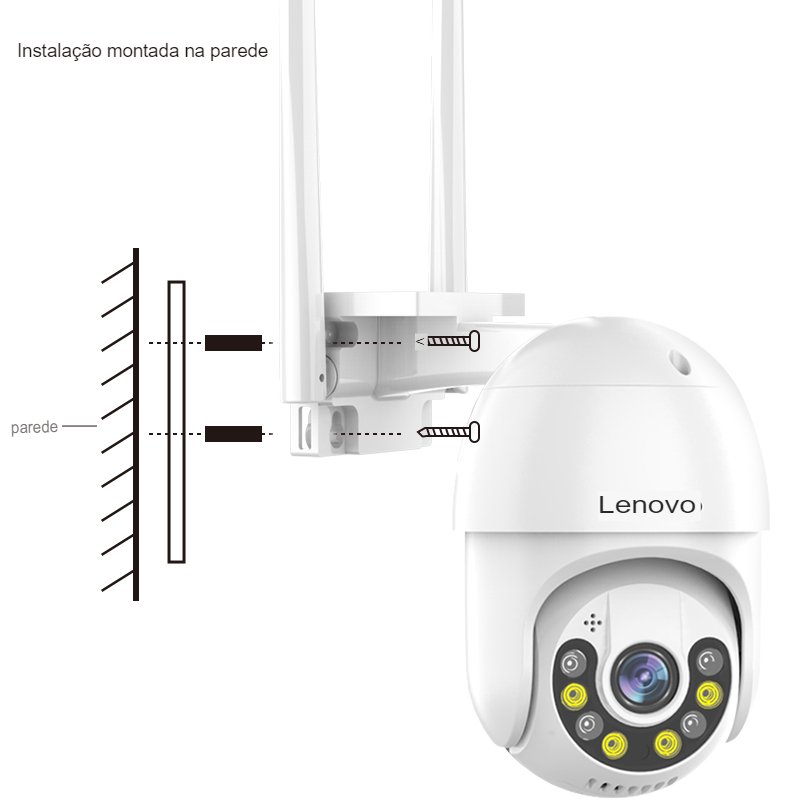 Câmera Lenovo PTZ Wifi IP 4X Zoom Digital CCTV Sem Fio À Prova D' Água