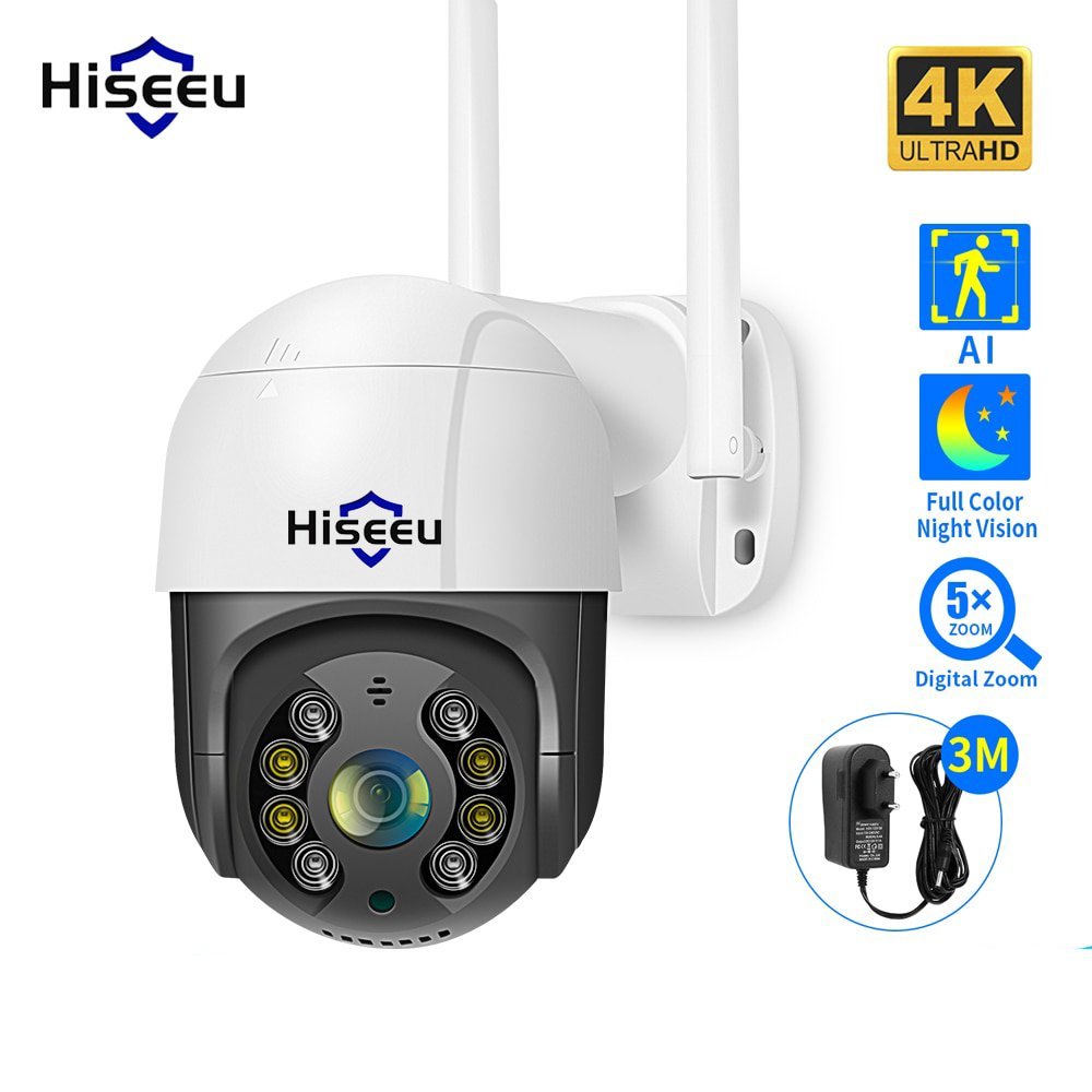 Câmera 5x Zoom Digital AI Detecção Humana ONVIF Wireless CCTV