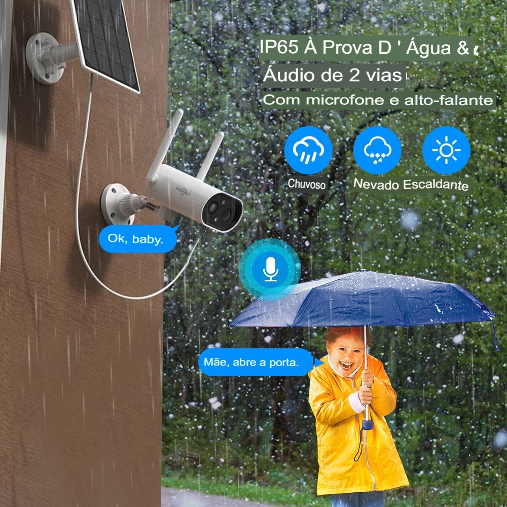 Câmera WIFI PTZ vídeo vigilância ao ar livre bateria solar recarregável à prova d'água
