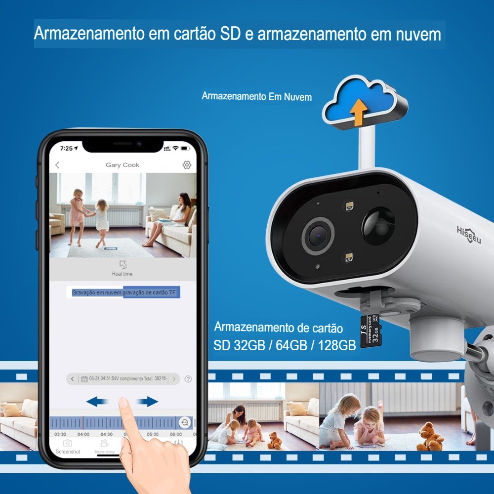 Câmera WIFI PTZ vídeo vigilância ao ar livre bateria solar recarregável à prova d'água
