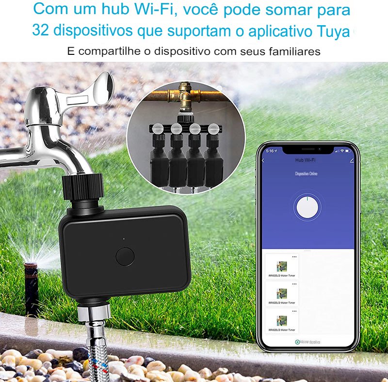 Irrigador Automático Wi-fi Temporizador Hortas e Jardins Inteligente