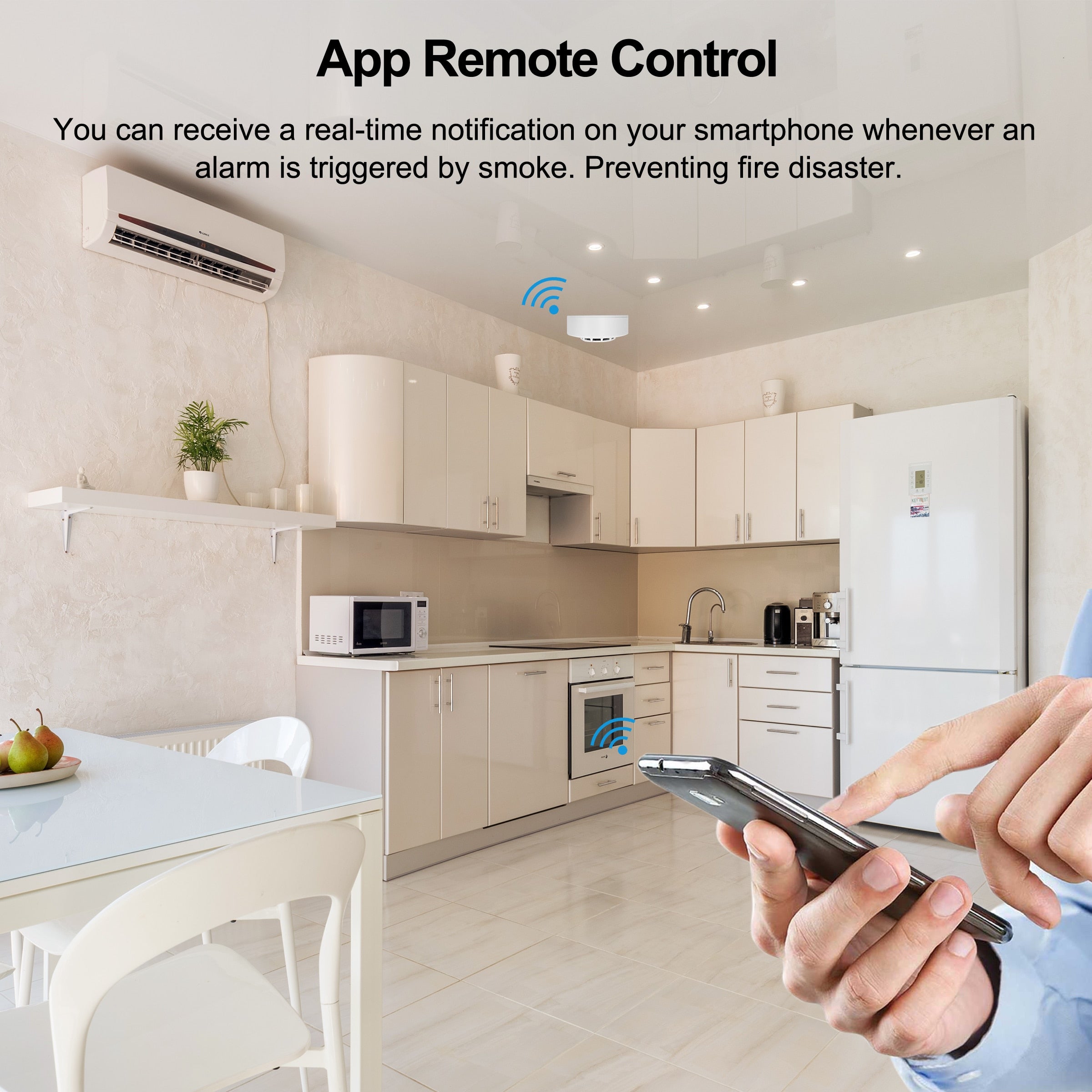 Sensor Inteligente Detector de Fumaça Segurança Doméstica - Alexa Google Home
