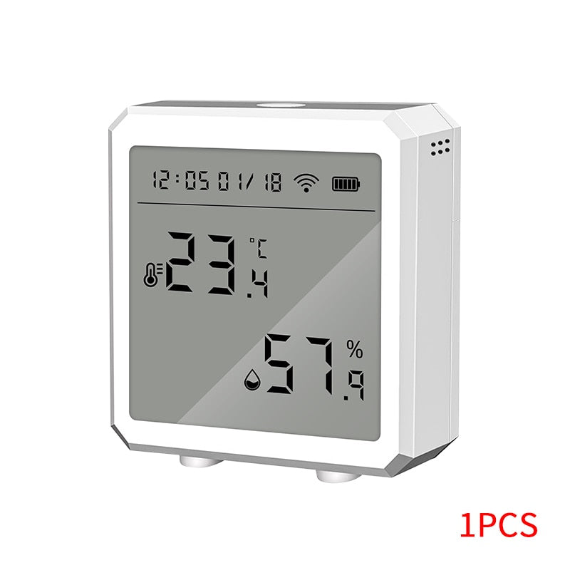 Sensor inteligente de temperatura e umidade com tela LCD Display digital Alexa Google Home