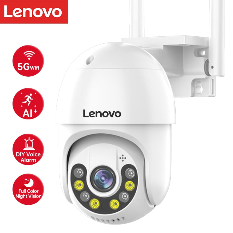 Câmera Lenovo PTZ Wifi IP 4X Zoom Digital CCTV Sem Fio À Prova D' Água