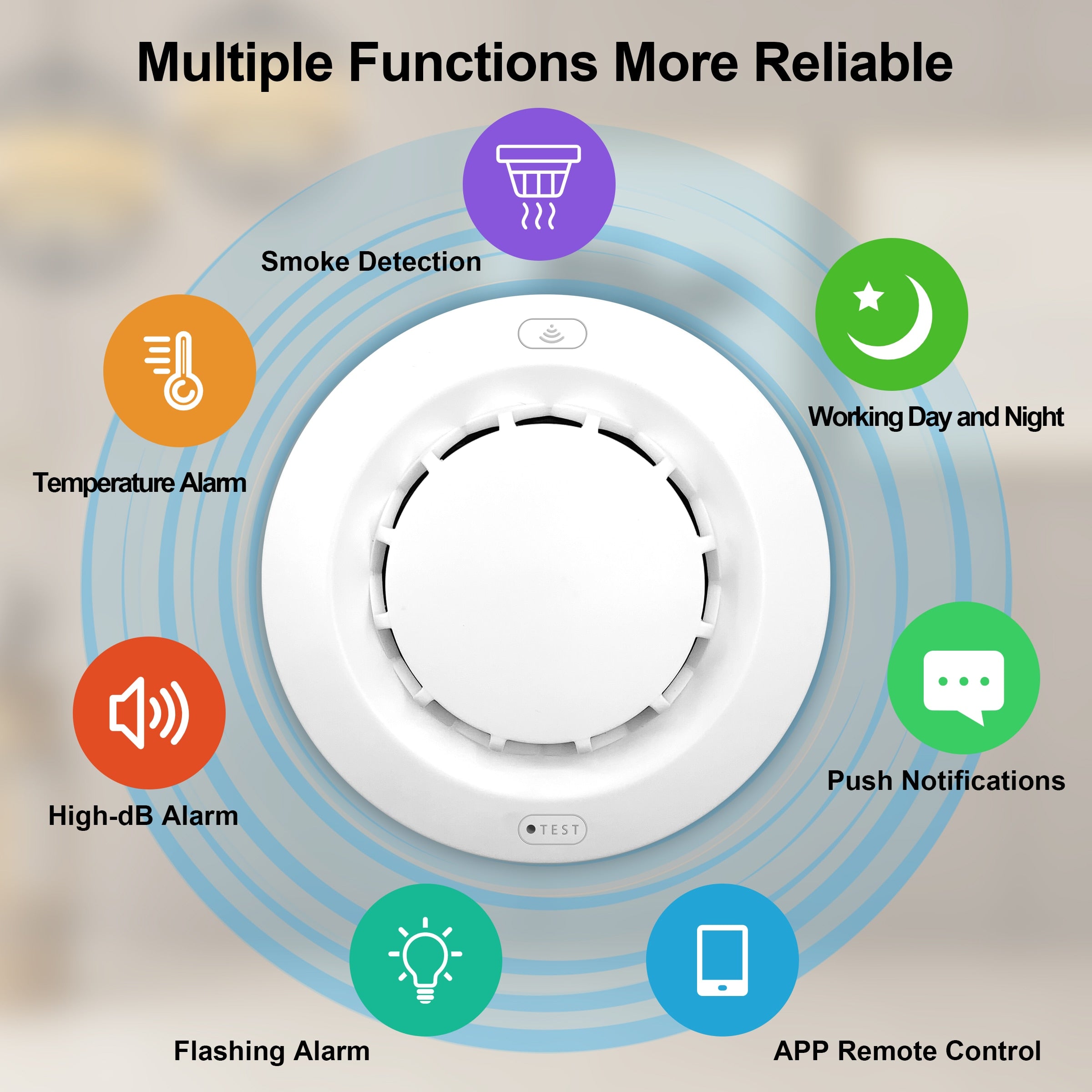 Sensor Inteligente Detector de Fumaça Segurança Doméstica - Alexa Google Home