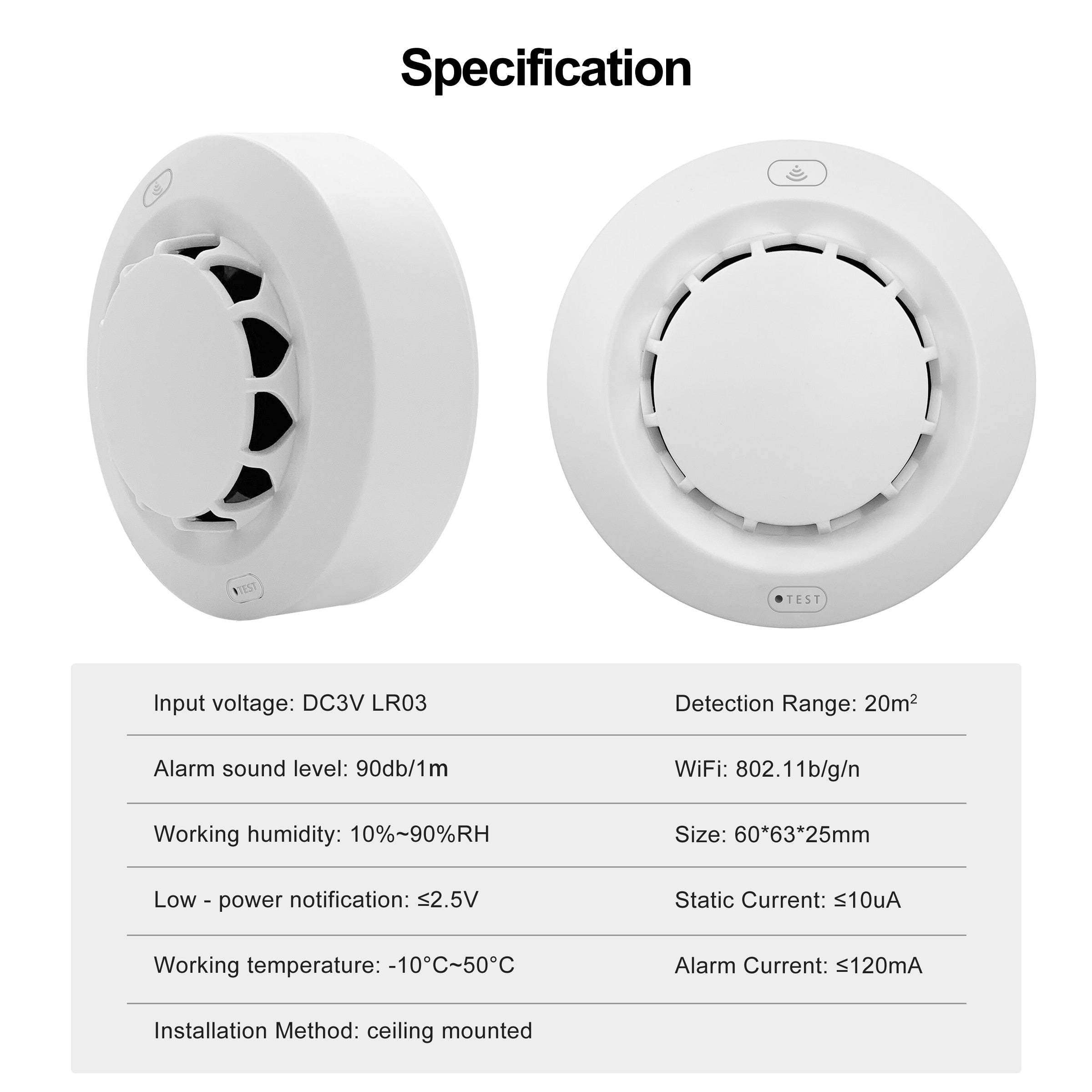 Sensor Inteligente Detector de Fumaça Segurança Doméstica - Alexa Google Home