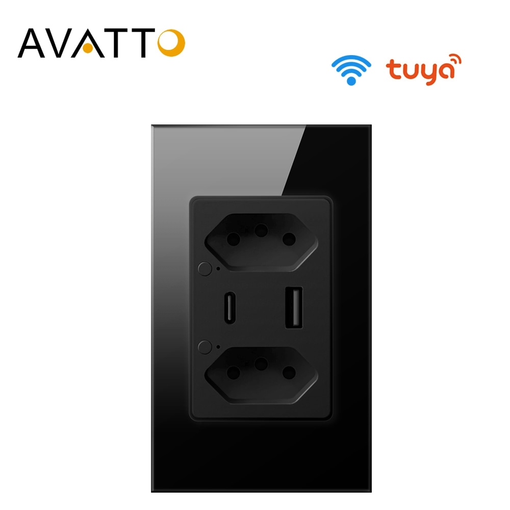 Tomada de Parede Usb tipo C Wifi Tuya Smart Google Home/Alexa