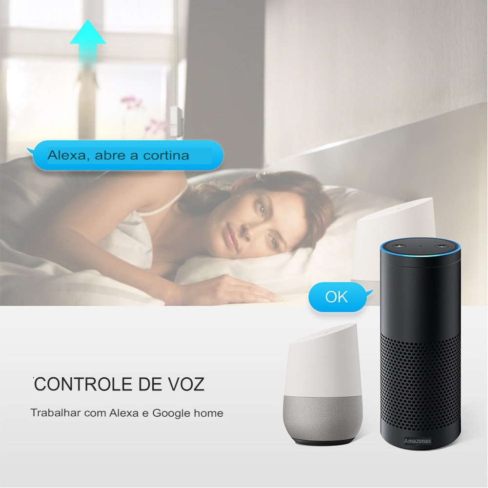 Smart Cortina Motor Inteligente WIFI - Alexa e Google Assistente